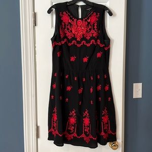 Nanette Lepore black and red embroidered and beaded dress